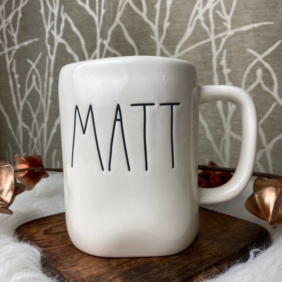 RAE DUNN FARMHOUSE HOME DECOR CERAMIC MATT MATTHEW COFFEE TEA KITCHEN NEW HTF RD - Picture 1 of 4